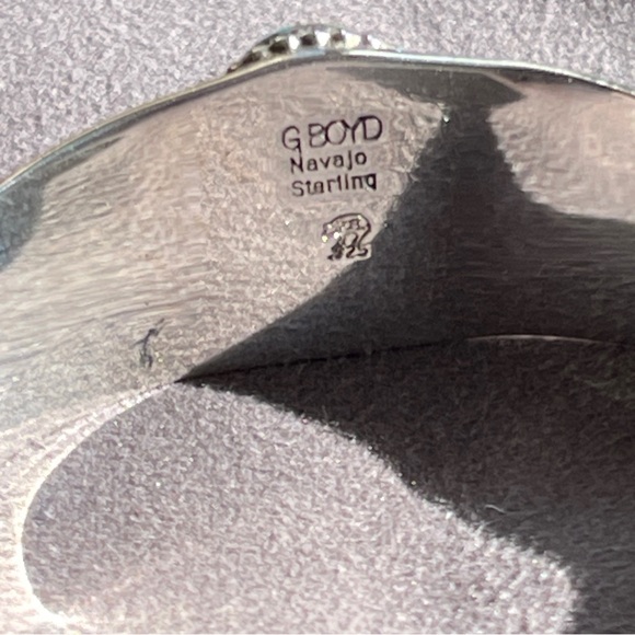 Garrison Boyd Signed Navajo Sterling Silver Turquoise Cuff Bracelet Stars - Picture 6 of 9